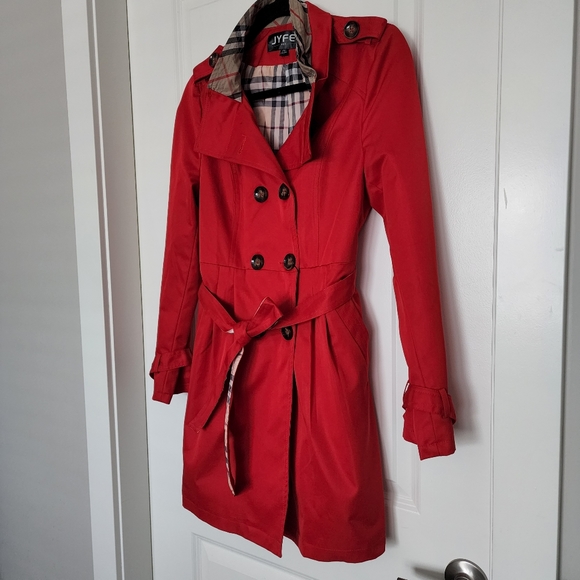 New! Red Trench Coat - Picture 3 of 9